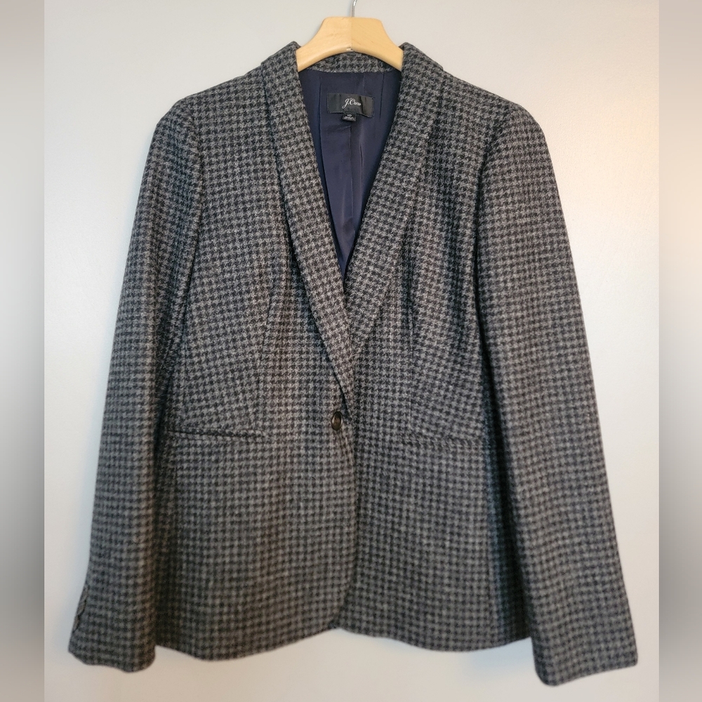 J. Crew Black and Gray Wool Blazer Timeless Tailored Fit